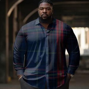 Men's long sleeve casual blue button up shirt